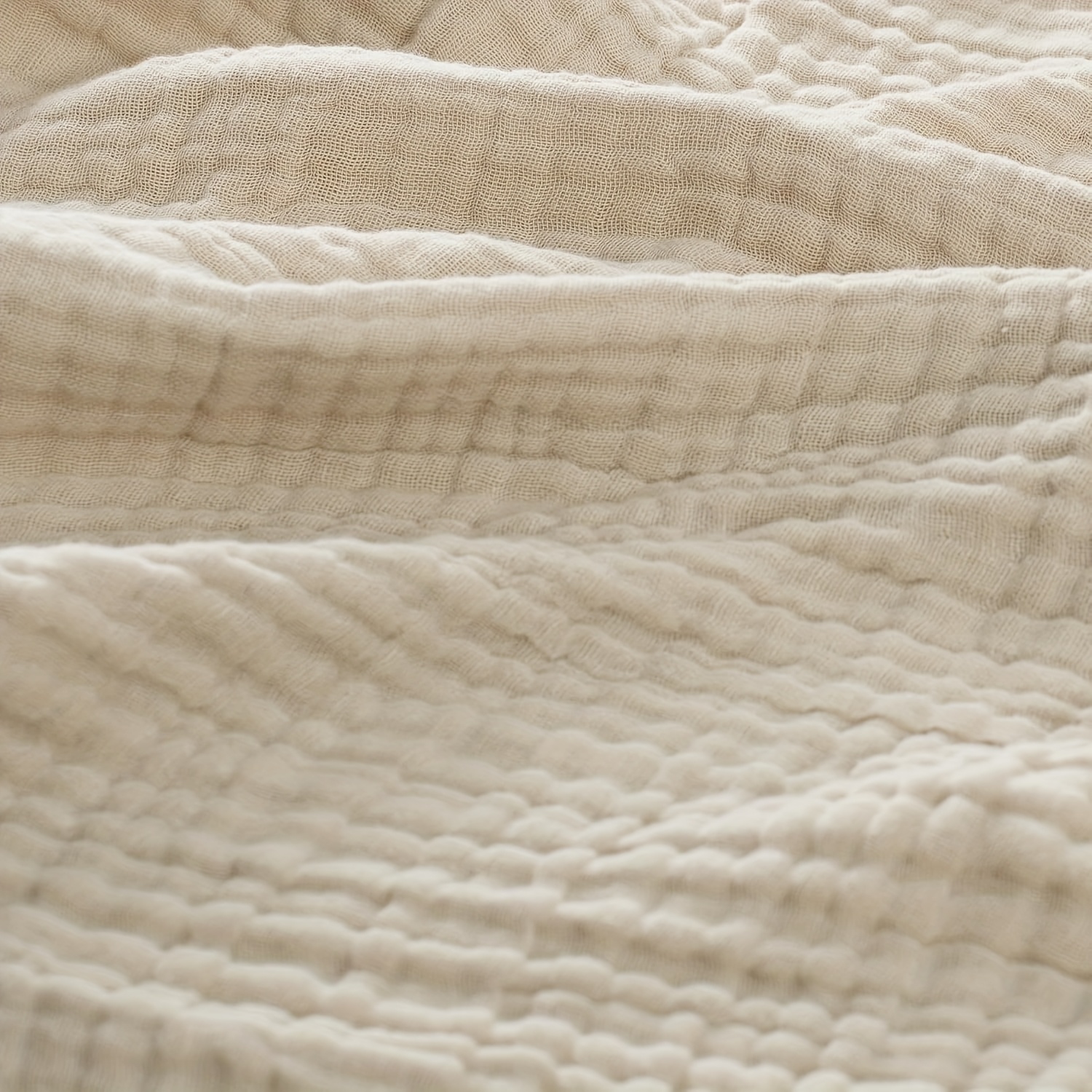 Image of 100% Cotton Plain Weave Fine Cloth Blanket, Pre-washed Gauze Blanket For Adults, Soft, Breathable, Lightweight, And Comfortable Bed And Sofa Blanket, 150cm X 200cm Single Size, Beige