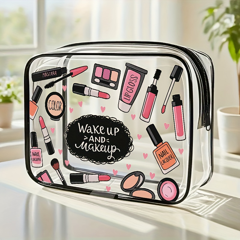 A Stylish Large Capacity Pvc Makeup Bag With Zipper Closure - High- Toiletry Organizer, Lightweight For Women And, Gift For And - Portable And Easy-to- Organizer | Transparent Material