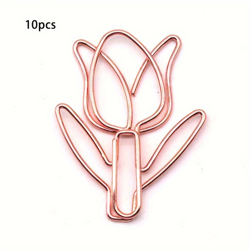 10pcs Vibrant Tulip-shaped Metal Paper Clips - Multicolor , Durable Iron, Ideal For Office Document Organization & Classification, Includes Purple Flower Shapes