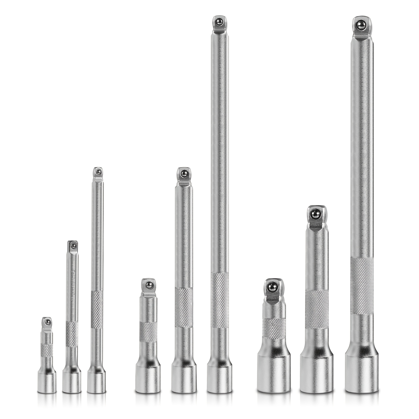 9pcs Universal Joint Socket Set, 1/2, 3/8, 1/4 Inch Drive Socket Wrench Ratchet Extension Bar, Non-slip Handle, Straight/universal 2-in-1, Material