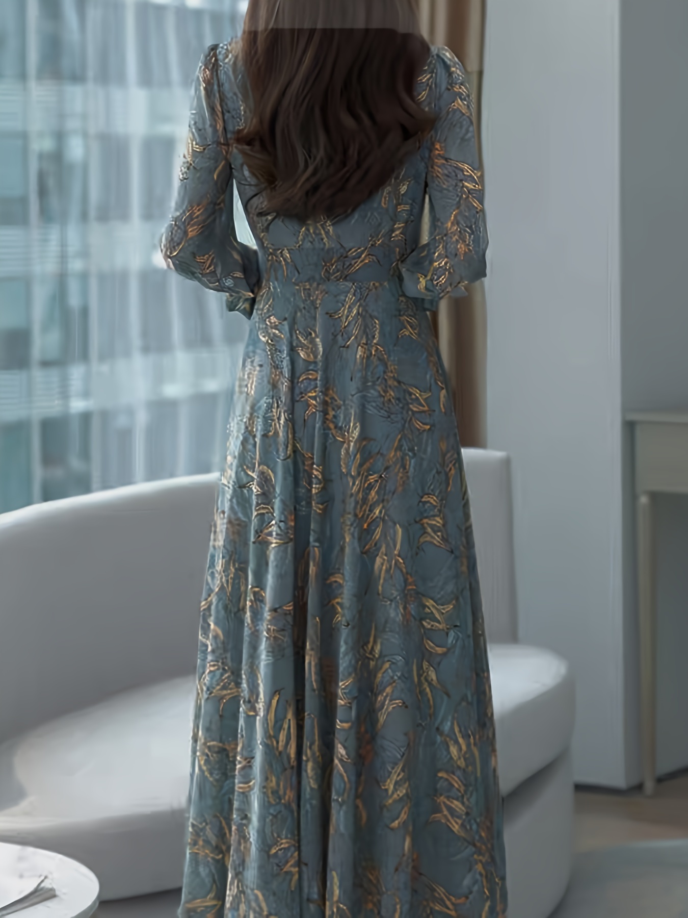 vestido midi elegante manga larga flores diseño vintage - Temu Peru