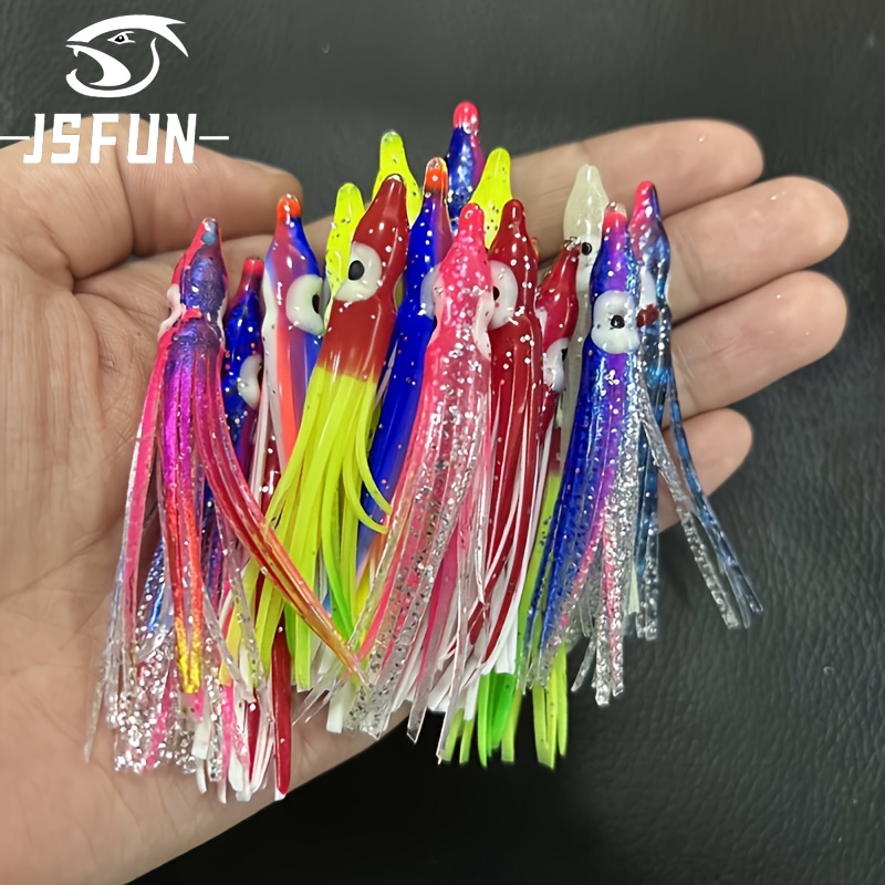 

20pcs JSFUN Squid en plastique souple Jupe de Leurre de pêche à la traîne Leurre de pêche souple en eau salée Ensemble pour bar truite