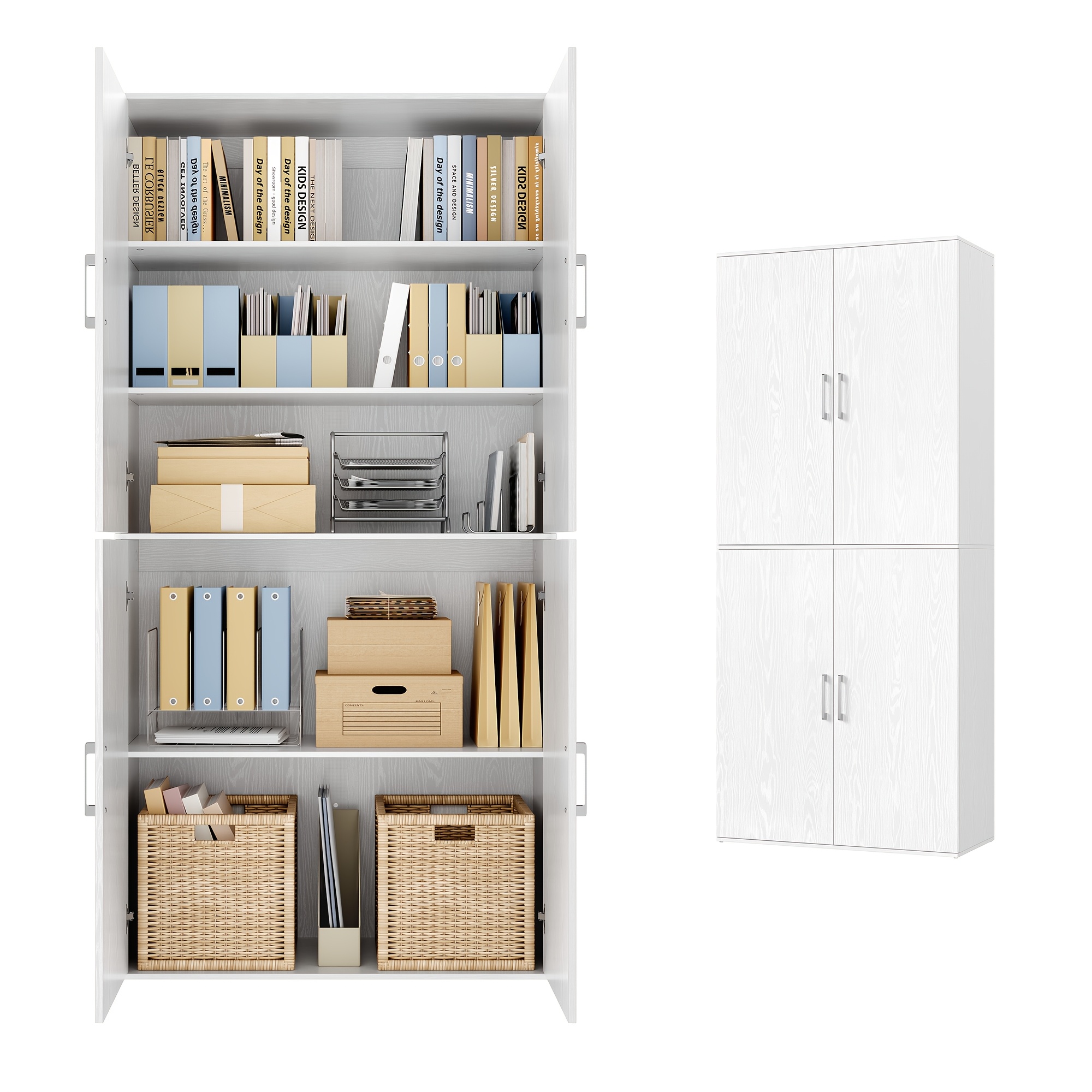 Multipurpose Cabinet, 5 Shelves Office Cabinet, Storage Wardrobe With Handles, Particle Board, 80 X 40 X 180 Cm