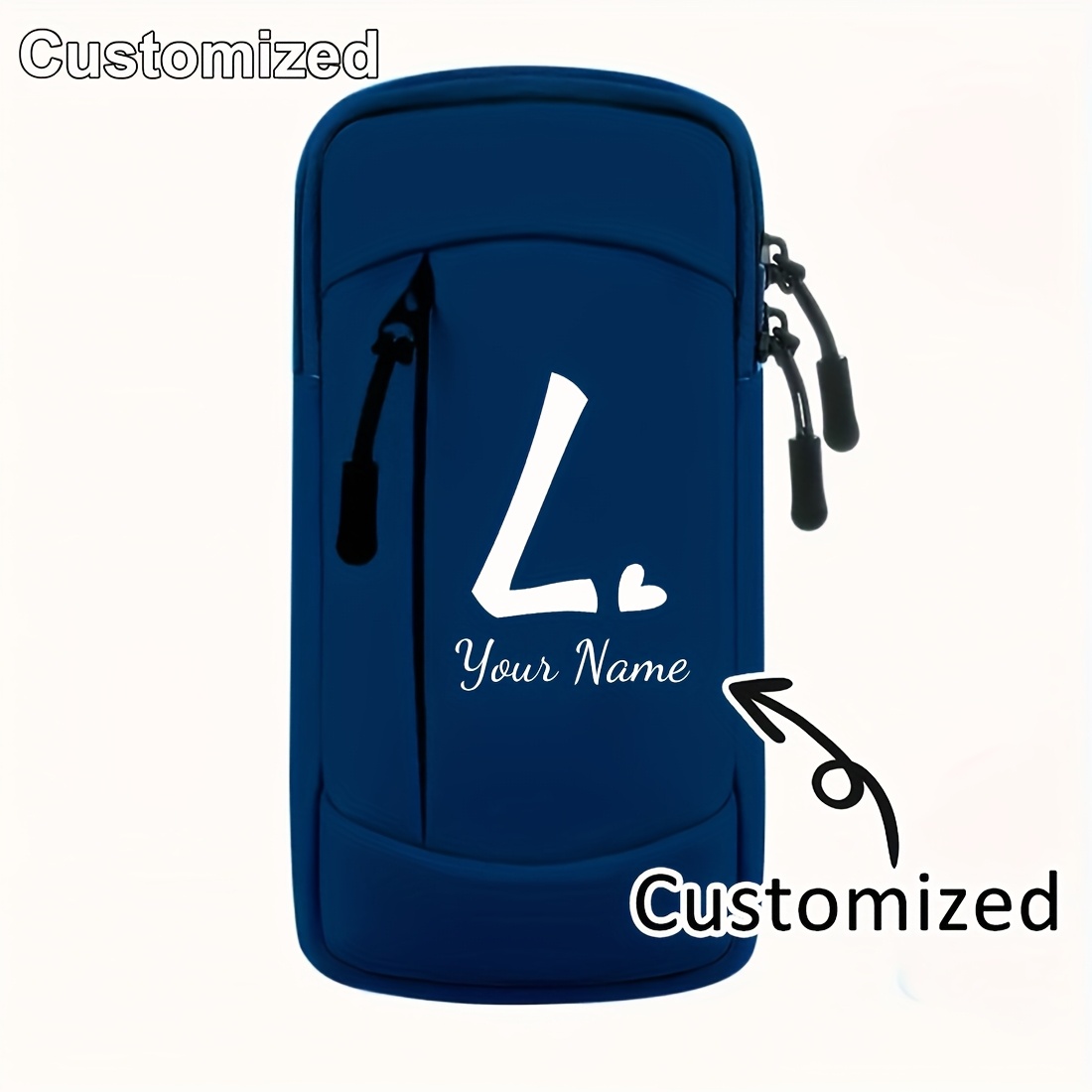 TEMU 1pc Personalized Arm Bag, Customizable Name, Simple Classic 26-letter Print Design, Outdoor Running Arm Storage Bag, Can Store Mobile Phones,