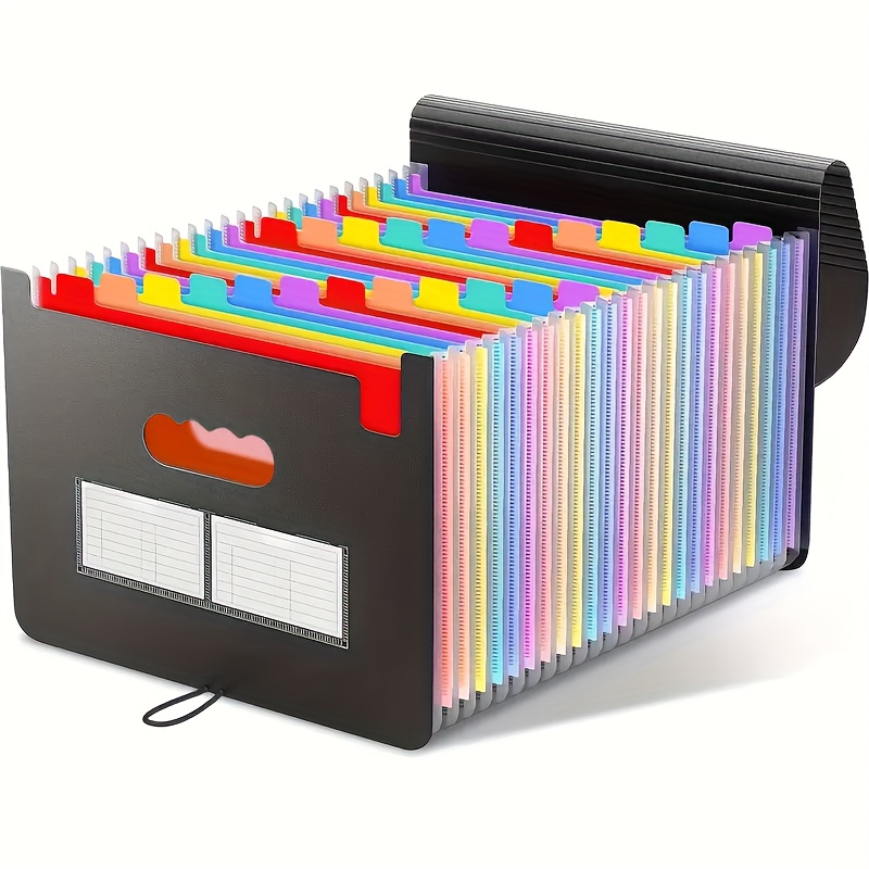 E-shop 24-Fach Ordner-Organizer, 1 Stück, Erweiterbare Kunststoff-Ablagebox, Papier-/Dokumenten-/Quittungen-Organizer für A4/Letter-Größe, Vielseitiger