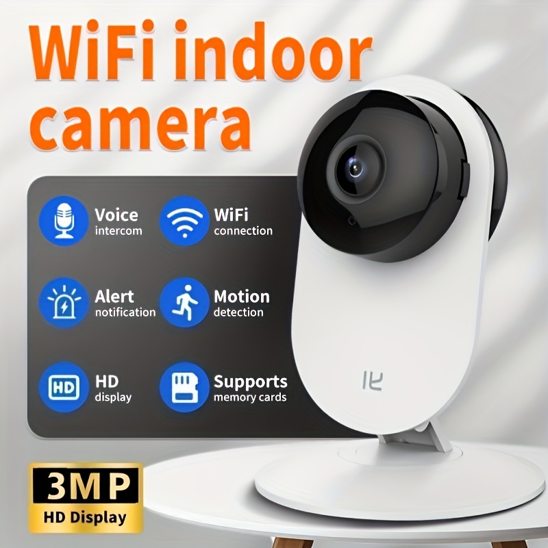 TEMU 1pc Wifi Camera 3mp, Night Vision, Indoor Usb Powered, Wireless Surveillance Camera, Home Yard Shop Applicable, Stylish Design, Compact And