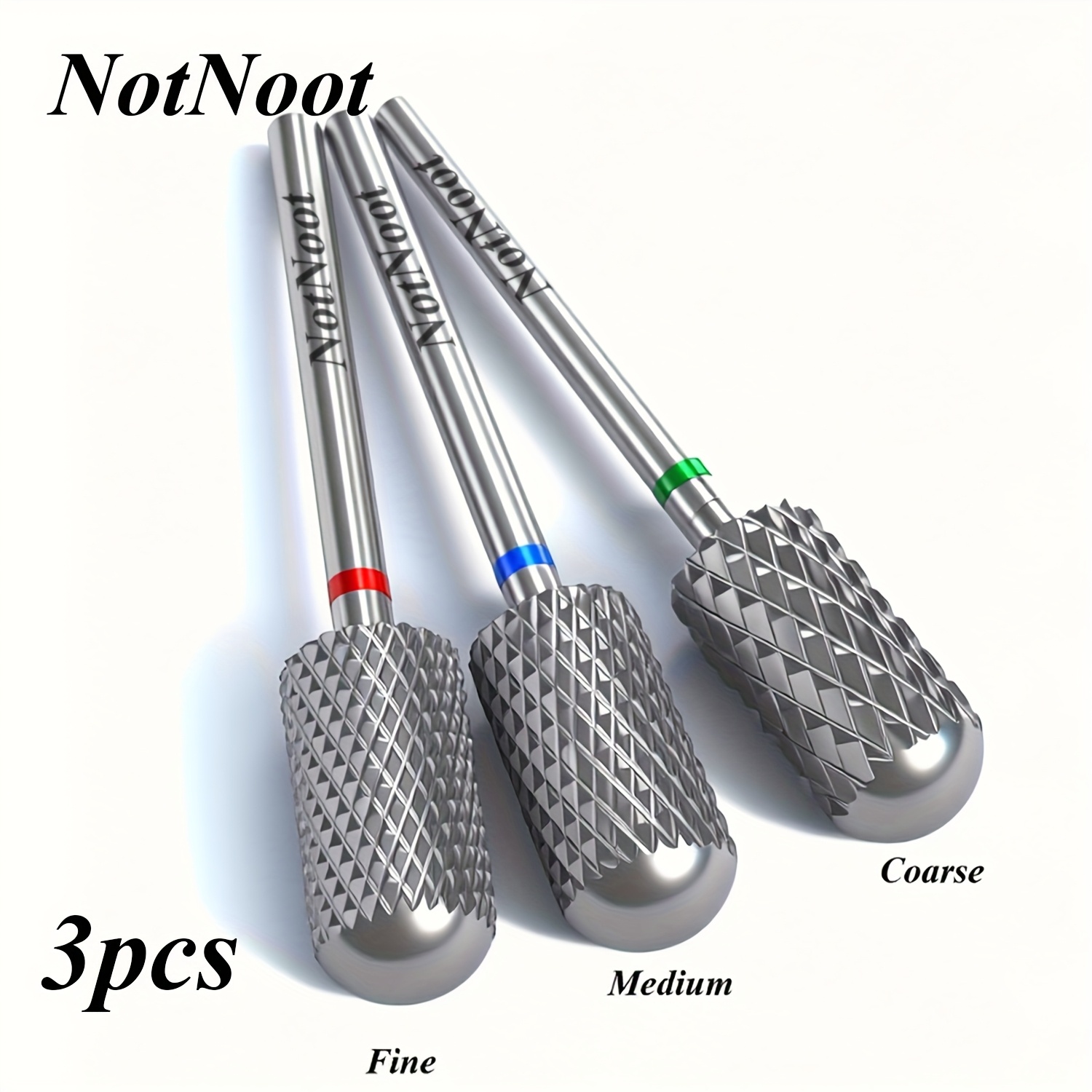 Image of 3pcs Notnoot Professional Carbide Nail Drill Bits Suitable For Nail Tech - Large Round Top Drill Bits For Acrylic/nail Removal, Compatible For F/m/c Grit, Fits For /manual