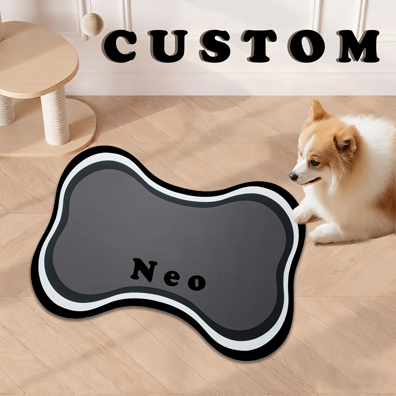 Customizable Quick-Pet Feeding Mat with Paw Print Design