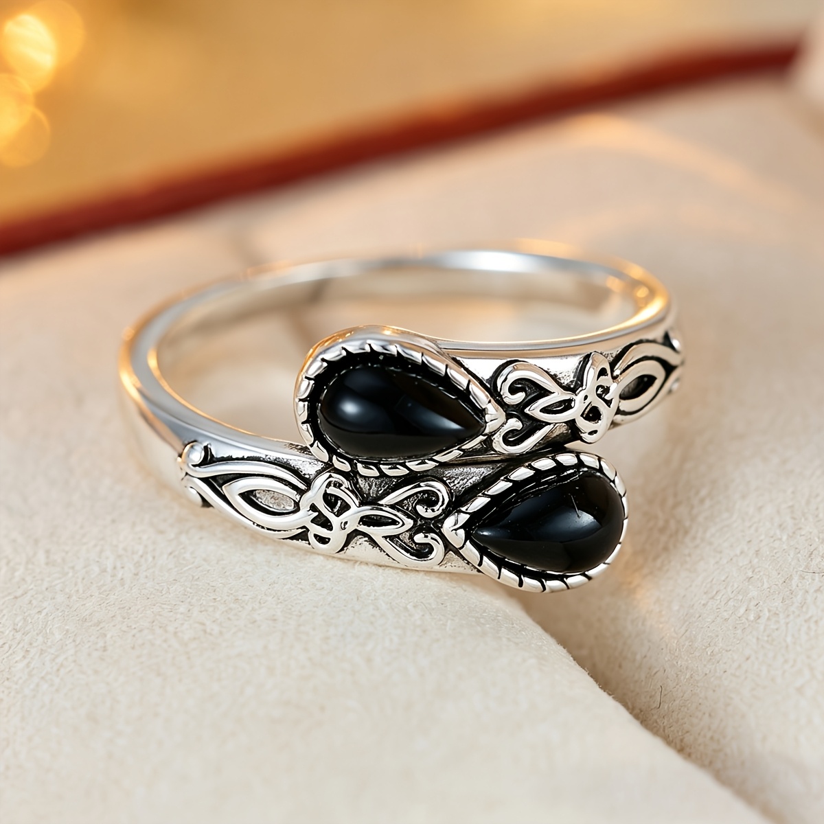 Women's Light Luxury Teardrop Open Adjustable Ring