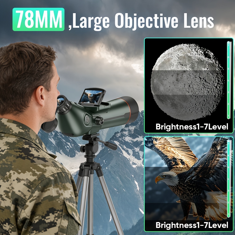 Smart Telescope with 4K Camera & Auto-Focus Refractor Telescope Suitable for Adults and Beginners, Portable Electronic Telescope with Internal/External Dual Screens, High Power Magnification for Stargazing, Astrophotography Camera System