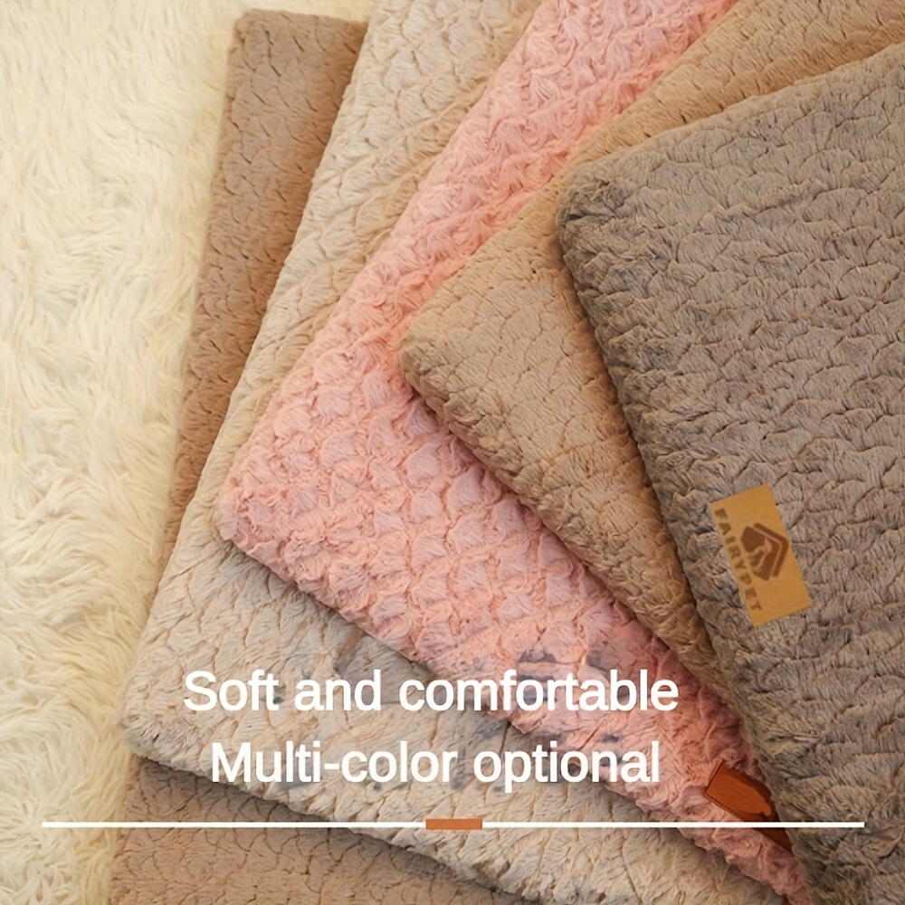 1pc plush thick rectangular dog bed mat washable dirt bite resistant     for medium large dogs cats striped pattern durable pet bed for   indoor use details 7