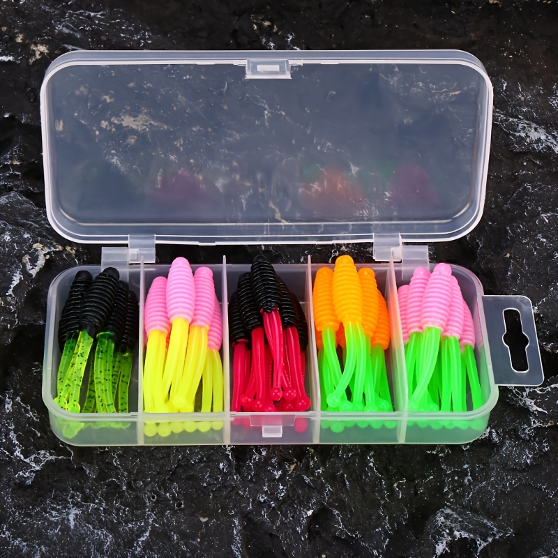 30pcs Weihe Dual-color Fork Tail Soft Fishing Lure A Set 1.2g 5cm Pvc Lure Storage Box Set