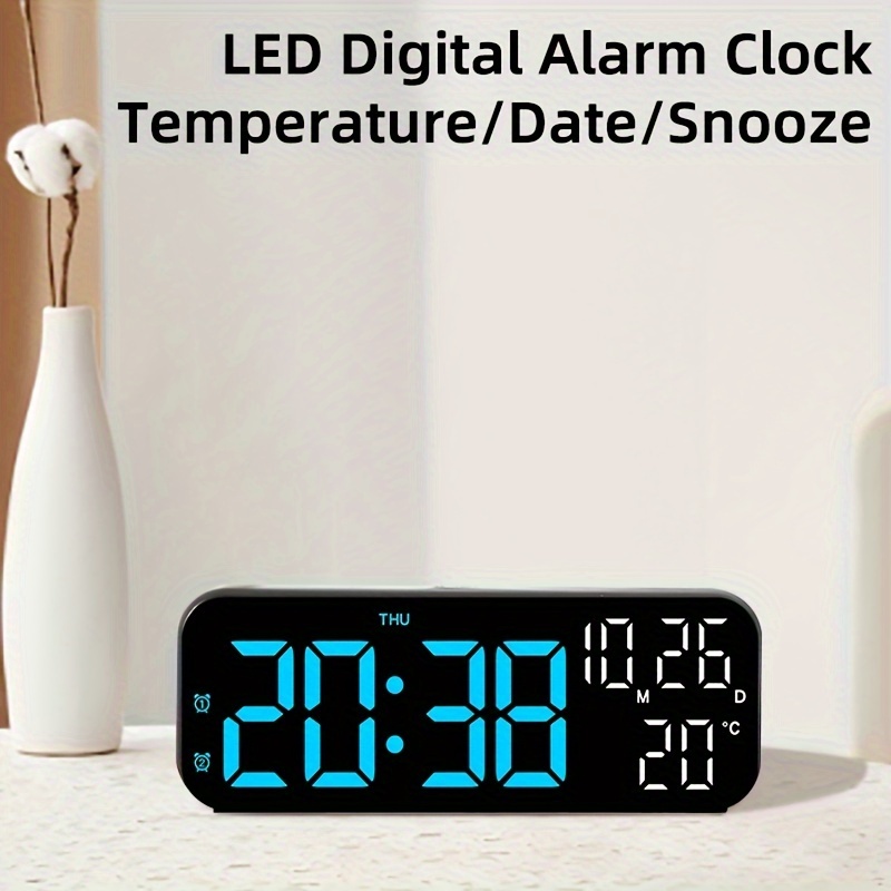 

Timess Digital Alarm Clock With Date Temperature And Humidity Display, 3 Adjustable Brightness Levels, 2 Sets Of Alarms, And Countdown Function. Used For Bedrooms, Offices, And Living Rooms