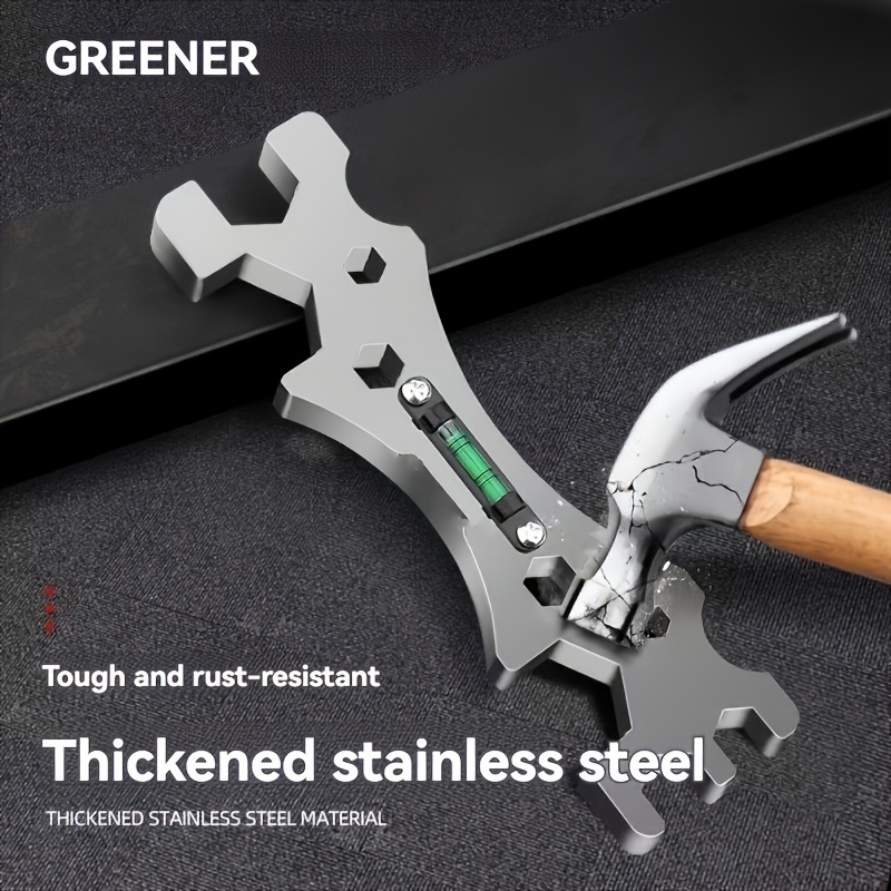 1pc Greenwood Multifunctional Shower Wrench, 304, Hex Key, Bathroom Spanner with Level Indicator, Durable Grip, No Assembly Required, Rust-Resistant, Glossy Finish