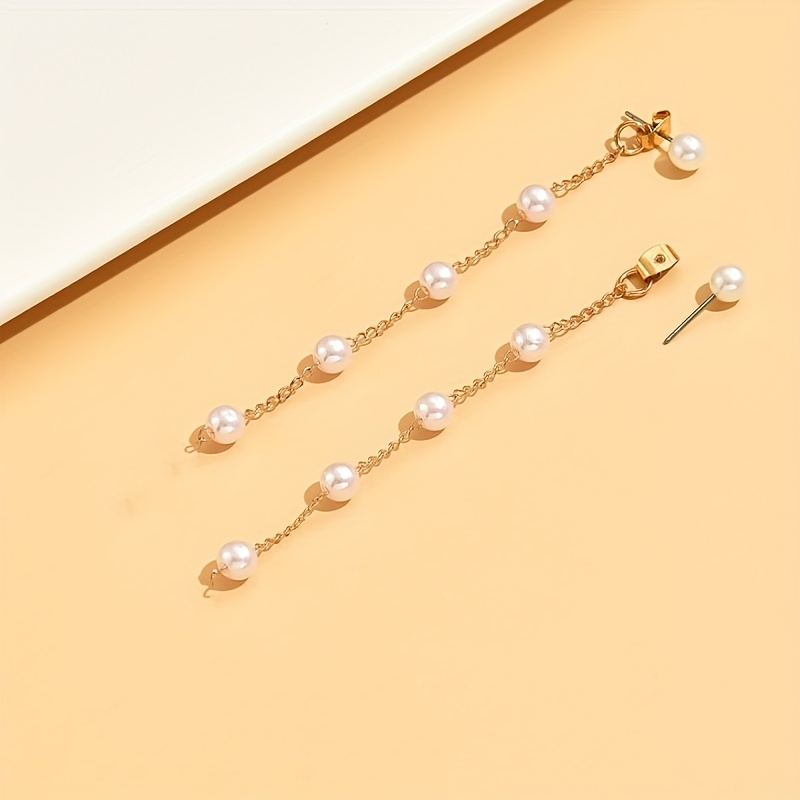 1 Pair Of Elegant And Fashionable Pearl Tassel Pendant Earrings, Suitable For Ladies To Attend Wedding Parties And Holiday Decorations