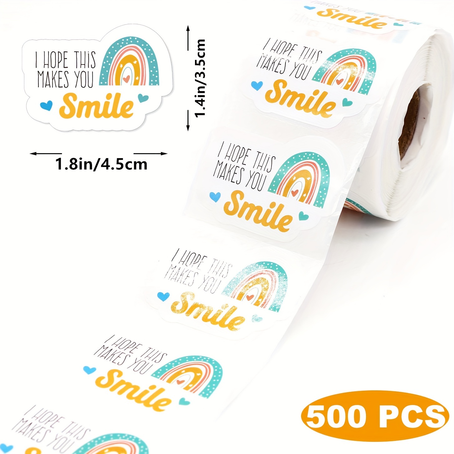 

500 Stickers/roll, 1.8*1.4 Inch I Wish This Could Make You Smile Stickers, Rainbow Stickers, Thank You Stickers, Small Shop Stickers, Small Business, Handmade Stickers, Packaging Stickers