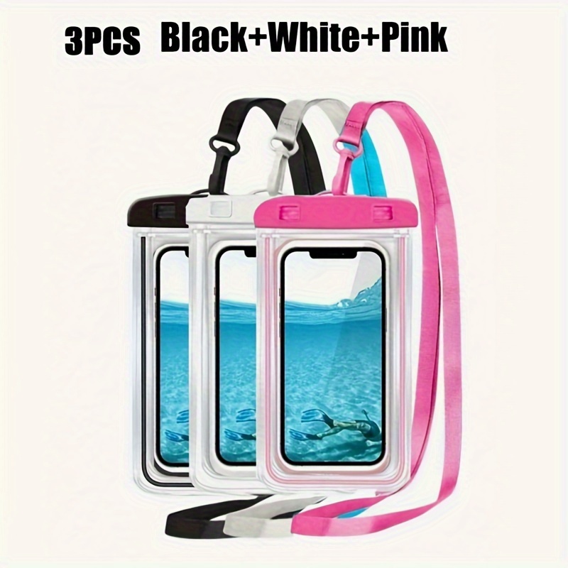 3-Pack PVC Dry Bags with Lanyard - Water-Resistant, Non-Slip, Lightweight Phone Cases with Matte Finish for Beach, Sports, and School Supplies