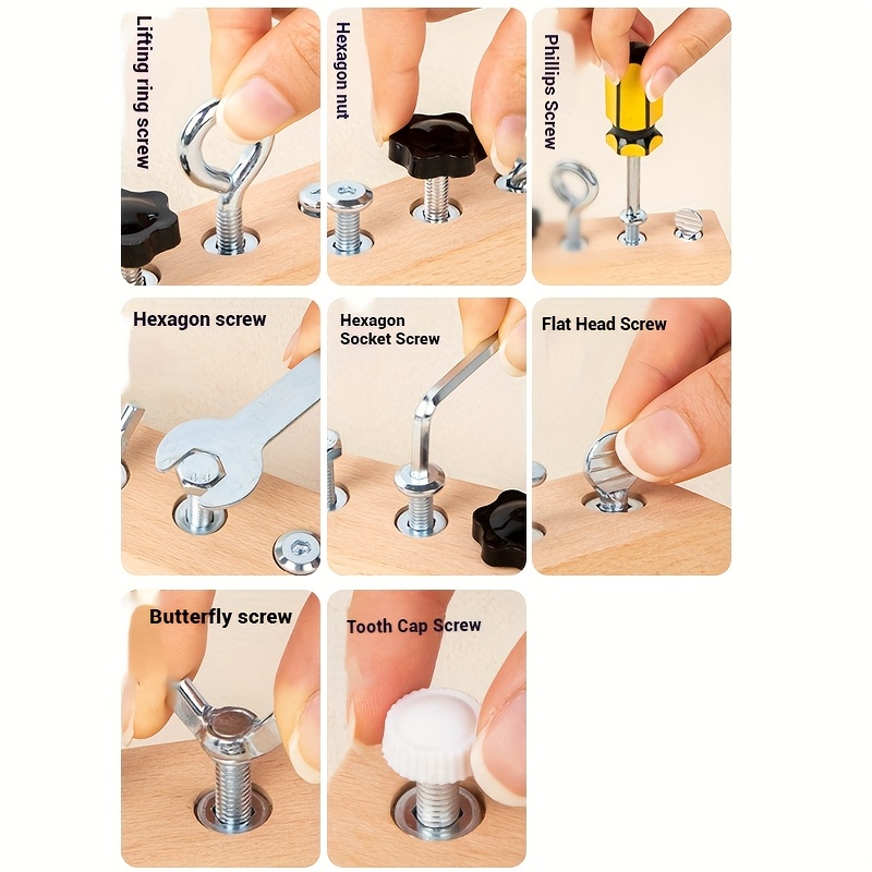 Screw Tightening Game, Wooden Screw Tightening Assembly And Disassembly, Hand-eye Coordination Grasping Wooden, Daily Life Area Material Teaching Aids