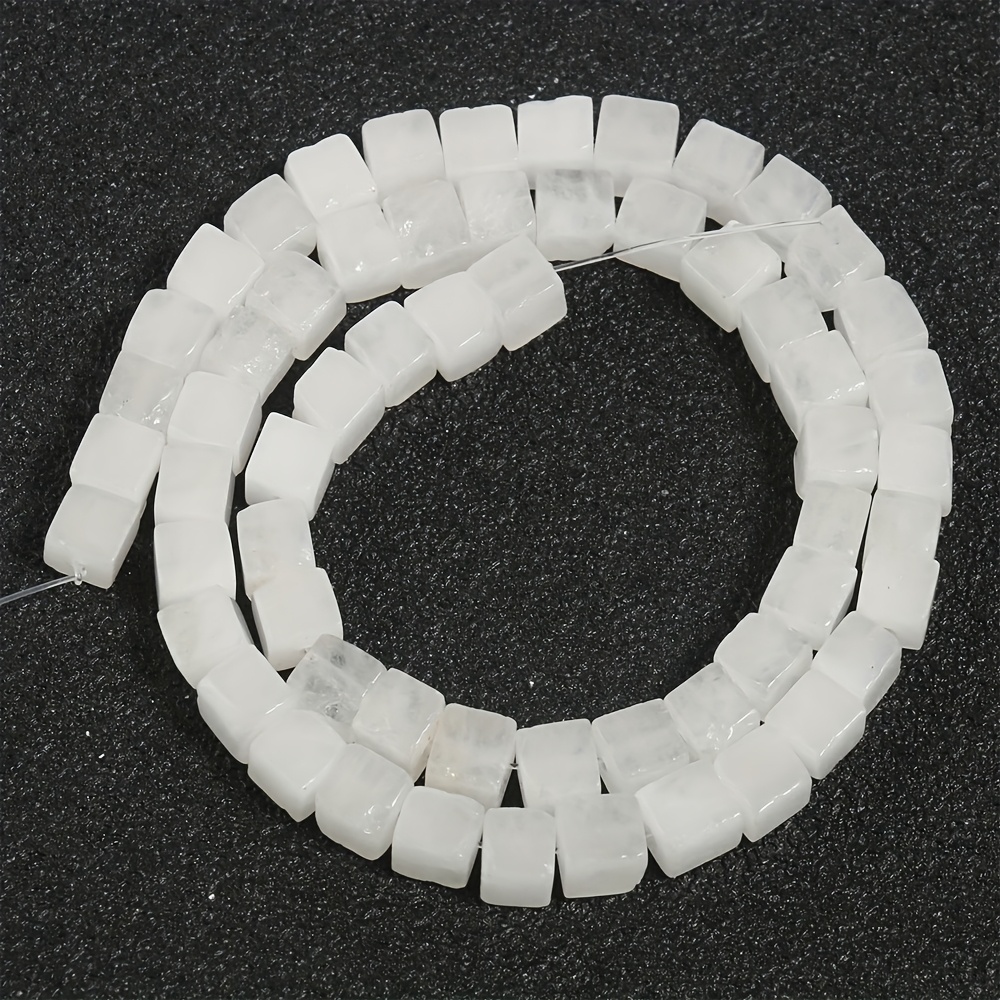 TEMU Perles Cubiques en Blanche Naturelle - Qualité 5A Adaptées à la Fabrication de Bijoux DIY, Carrée pour Bracelets, , Boucles d'Oreilles, Cadeaux
