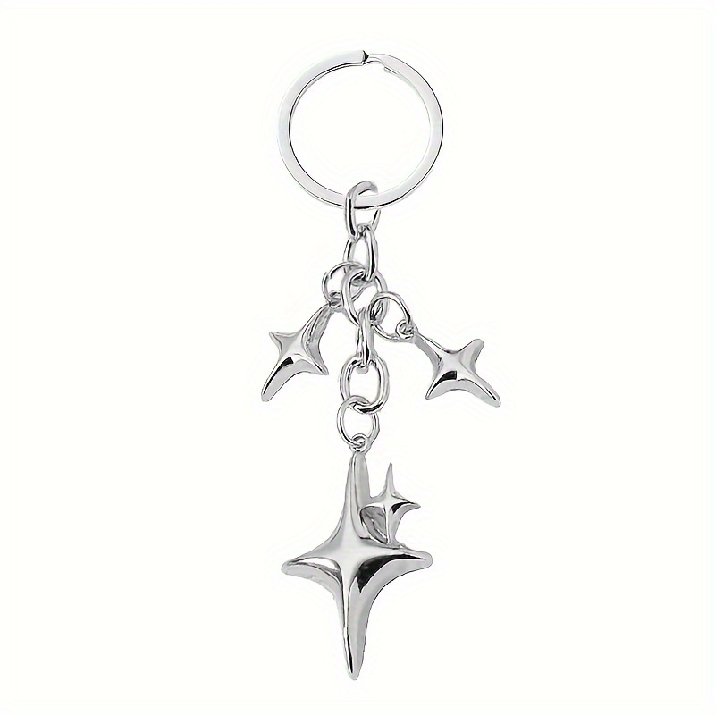 TEMU 1 llavero de moda plateado de aleación con forma de estrella y luna - Llavero elegante para bolsos, mochilas y coches de mujeres - Ideas de