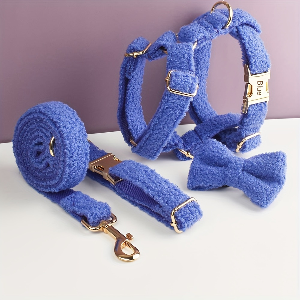 4pcs Personalized Adjustable Dog Collar and Leash Set