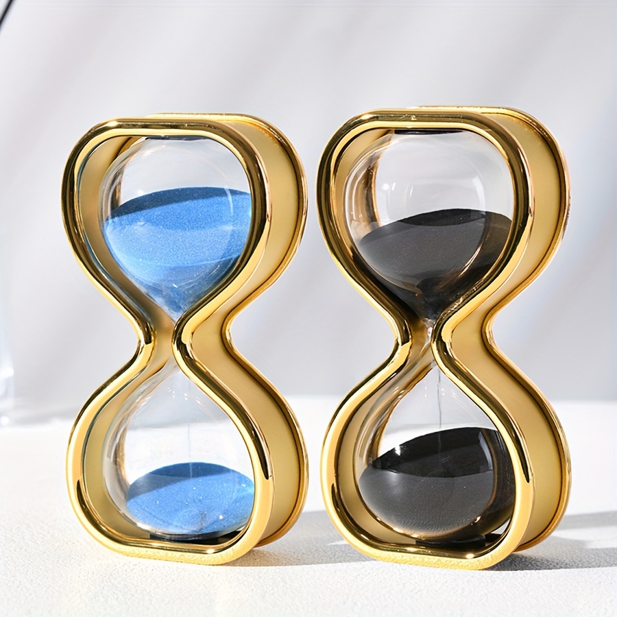 Modern Golden Hourglass Timer with Colorful Sand