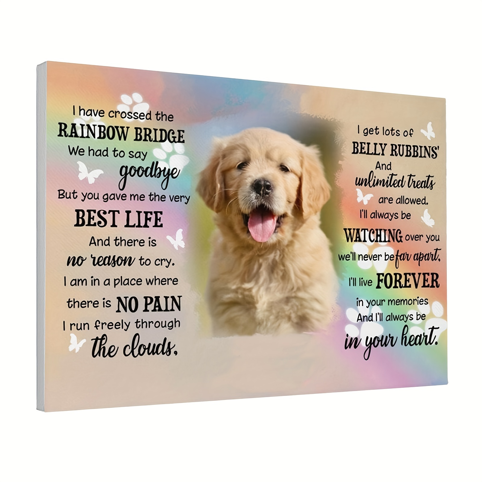 

1pc Wooden Framed Decor, I Have Crossed The Rainbow Bridge Dog Pet Canvas Decor Wall Art For Bedroom Living Room Home Custom Wall Decoration With Frame Ready To Hang 11.8inchx15.7inch