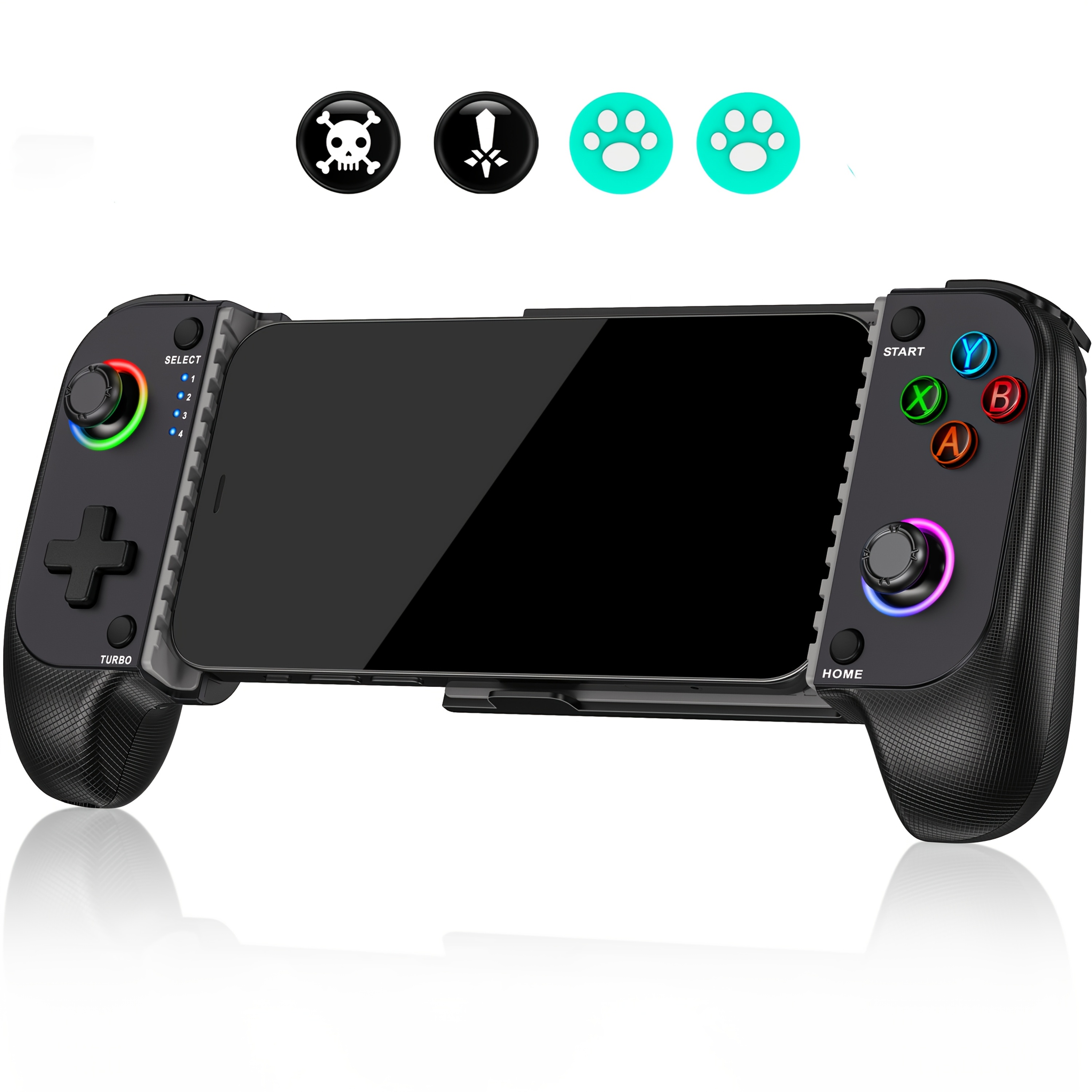 Manette de jeu mobile sans fil pour téléphone, compatible iPhone/Android avec joystick Hall, manette RGB pour iPhone, supporte la manette Cloud Android (uniquement pour téléphone mobile)