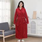 1pc ultra soft flannel hooded bathrobe long sleeve warm loungewear for bathroom bedroom pool solid color knitted fabric 200gsm bathroom rob