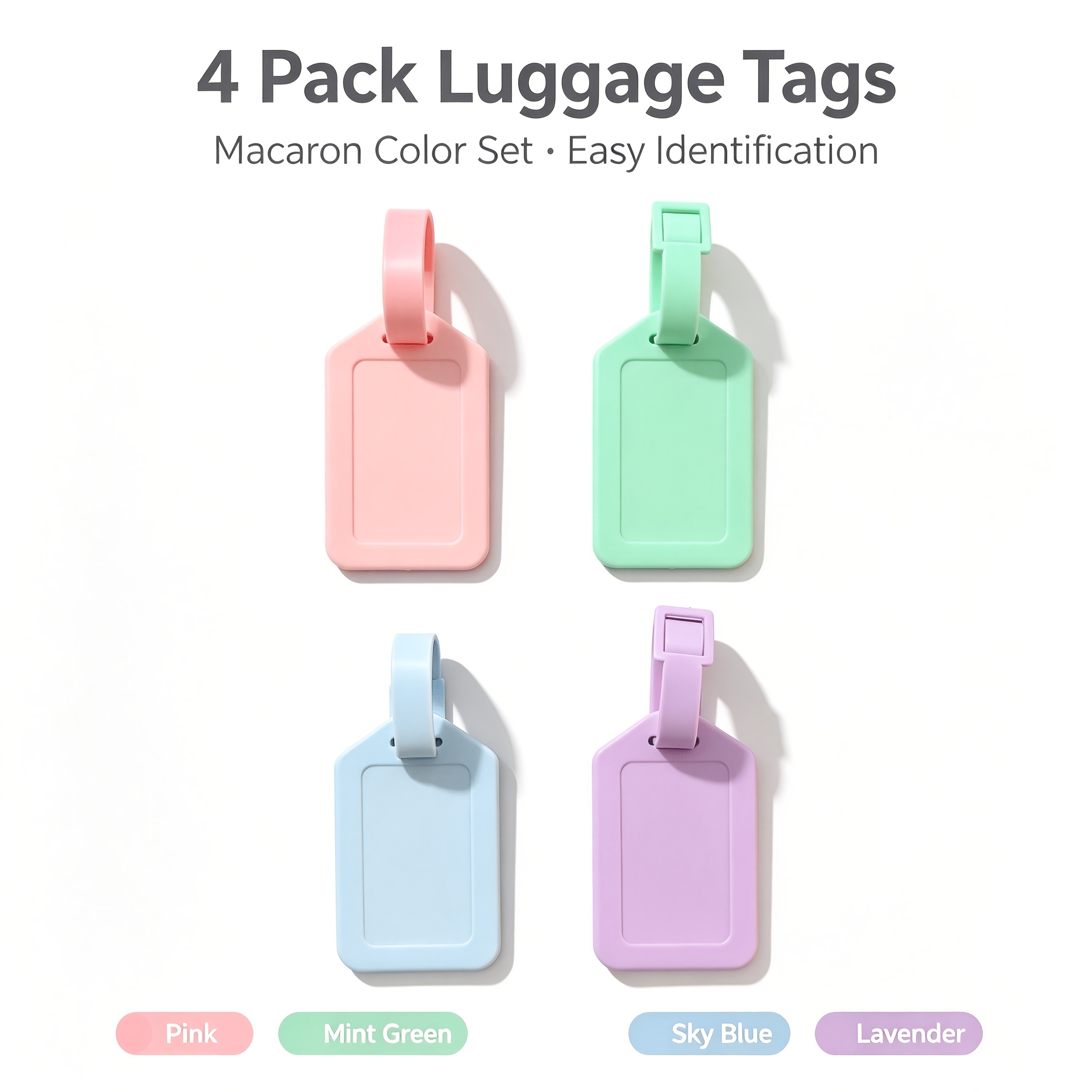 TEMU 4pcs Luggage Tag, With Information Card Inside Front; Integrated Hanging Strap, Adjustable Tightness, Fastens Without Falling Off; Hard Plastic