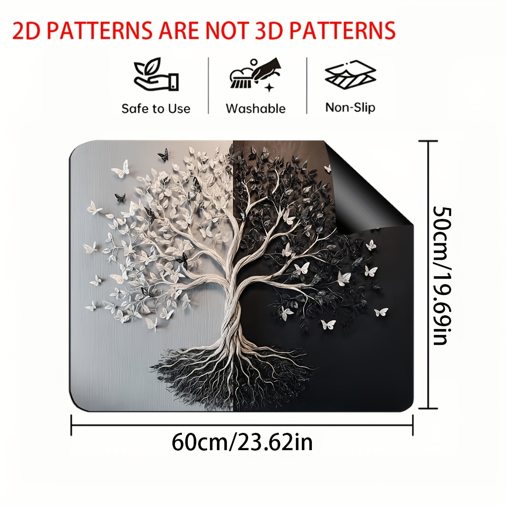 TEMU 1pc, Tapis de protection de cuisinière imprimé 2D plat avec motif d'arbre de vie , idéal pour protéger les , convient à divers à plan, peut