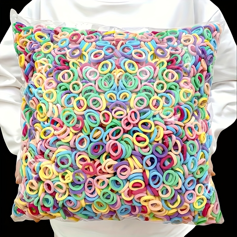 TEMU 210pcs Candy Color Hair Tie Does Not Hurt Hair Towel Ring, High Elastic Thumb Rubber Band Hair Ring, Small Head Rope