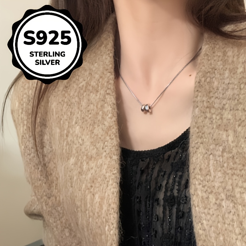925 Low-Allergy Colored Circle Pendant Necklace, Gift for Her