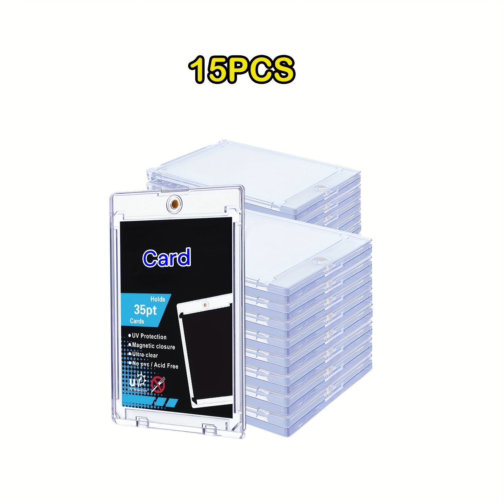 Image of Ultra-thin Magnetic Card Holder For Baseball & Trading Cards - Hard Plastic 35pt Protector Case (50/30/15 Packs) - Holiday Gift For Christmas & Halloween