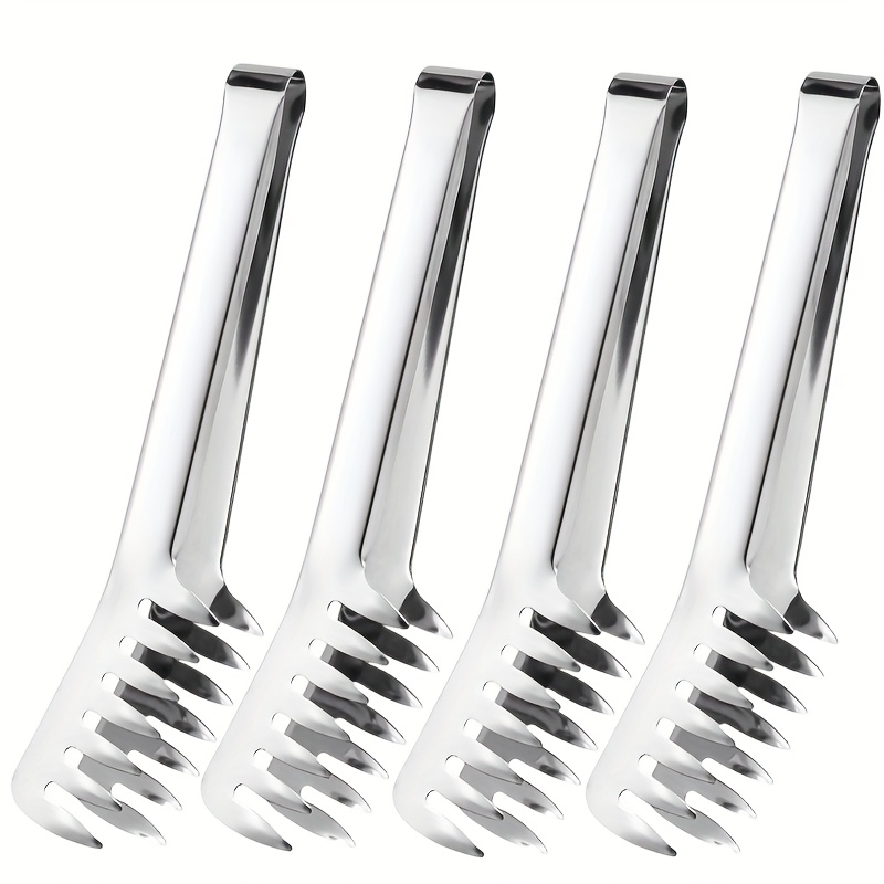 E-shop 4 Stück Edelstahl-Pasta-Zange Lebensmittel-Klemme Pasta-Server, Restaurant- und Haushaltsgebrauch Buffet- und Servierzange, langlebiges