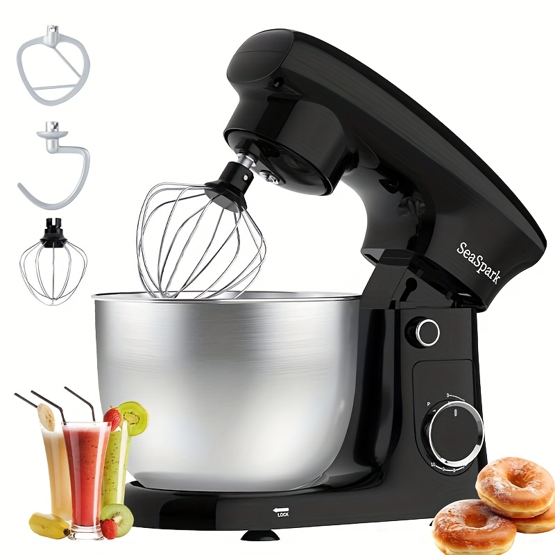 TEMU 3-in- Stand Mixer, 10-speed Mixer With Button, Including 5.5qt Stainless Steel Bowl, Dough Hook, Mixer, Egg Mixer, Spatula