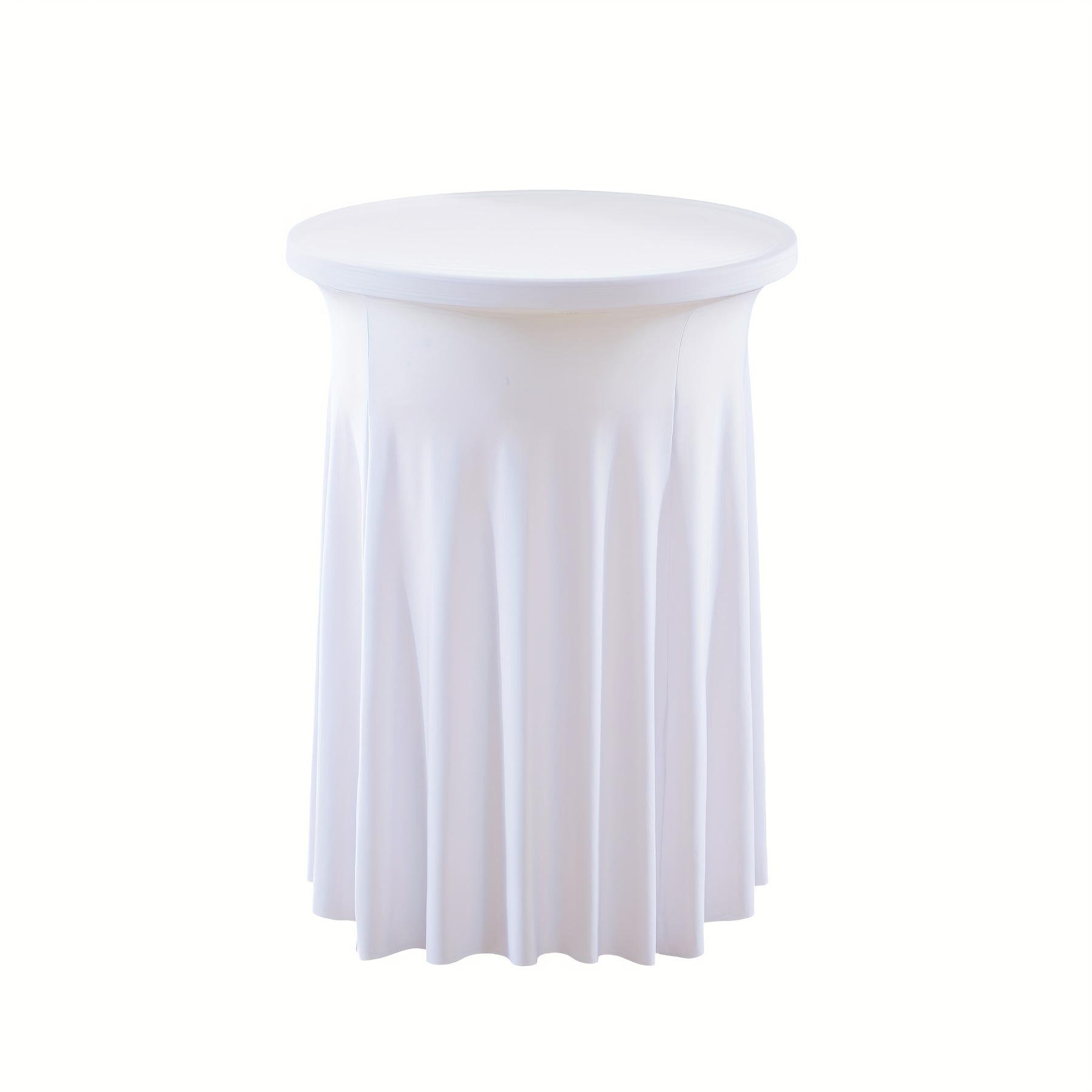 Cocktail Table Covers 25"x 42" Polyester Blend Stretch Round Cocktail Table Cloth, Tablecloths With Wavy Drapes, Fitted High Top Bar Table Skirt For Wedding Party Banquet