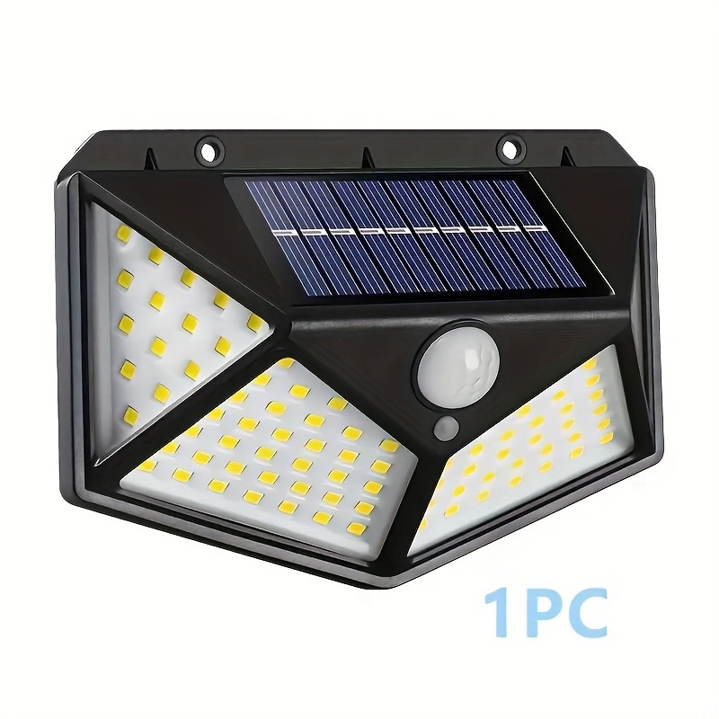 Image of 1pc Solar Motion Sensor Wall Light - 100 Led Outdoor Safety Light, Ip65, Garden Fence Light With Light And Pir Motion Detection, , From Dusk To Dawn, Perfect For , Garages, , , Holiday Decorations