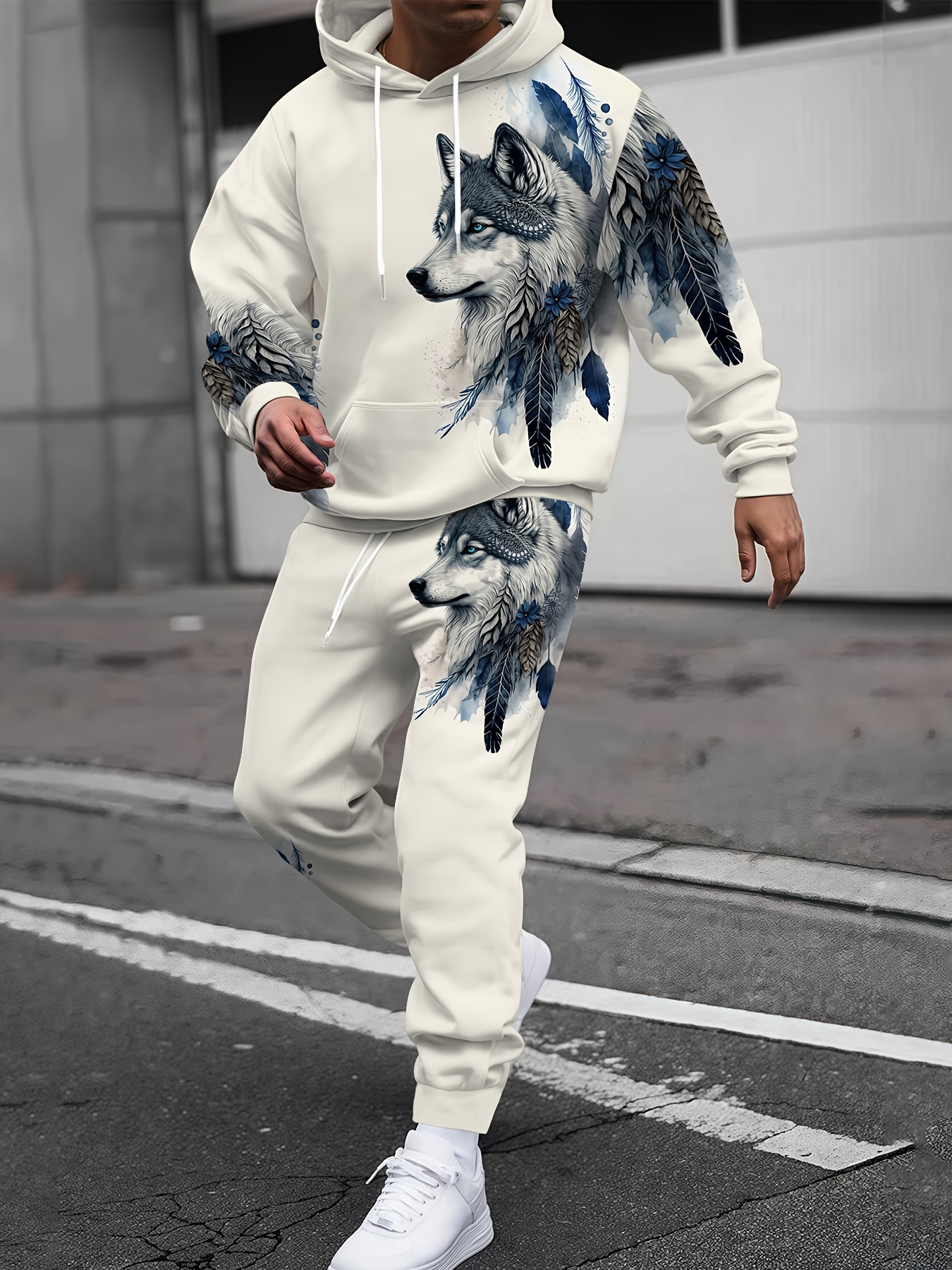 autumn winter animal wolf pattern full body digital printing