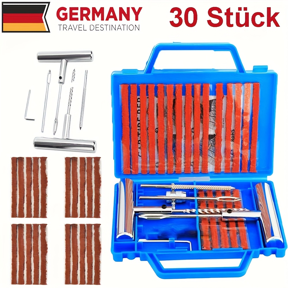 Image of Vehicle Tire Repair Kit, Durable Flat Tire Fixing Set, Tubeless Tire Puncture Repair Kit For Cars, Motorcycles, Trucks, Atvs, Tractors, And More
