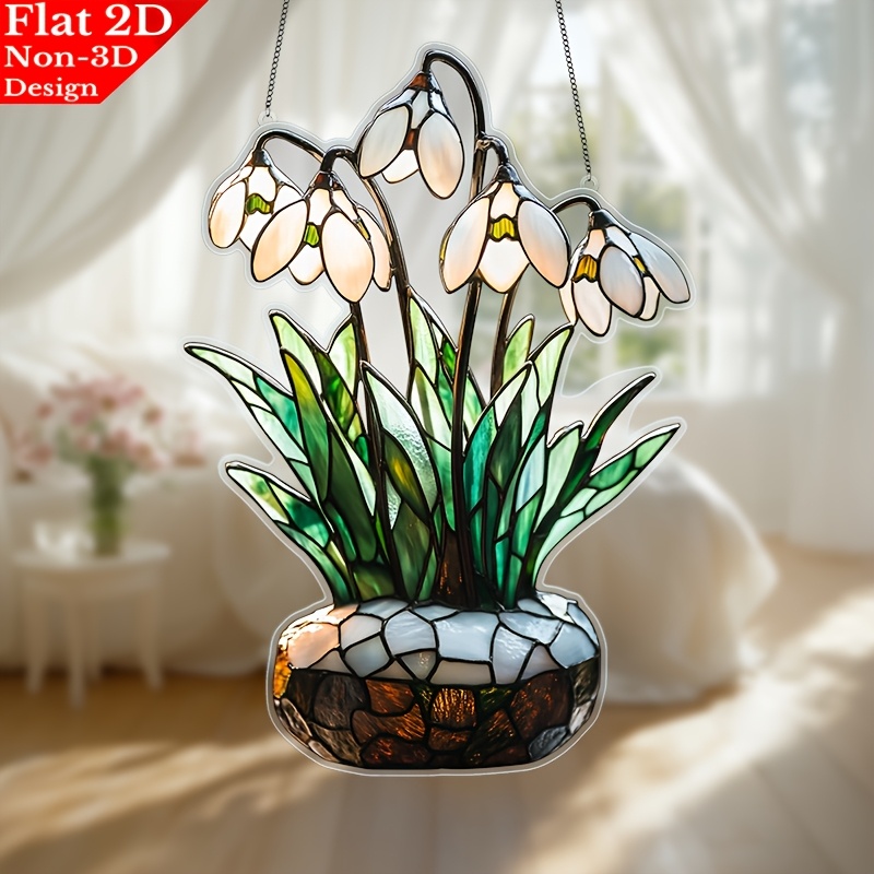 

1pc Elegant Suncatcher, 2d Flat Acrylic Plastic, Birthday Garden Decor, Hanging Ornament For Living Room, Bedroom, Study - Nature & Floral Enthusiasts