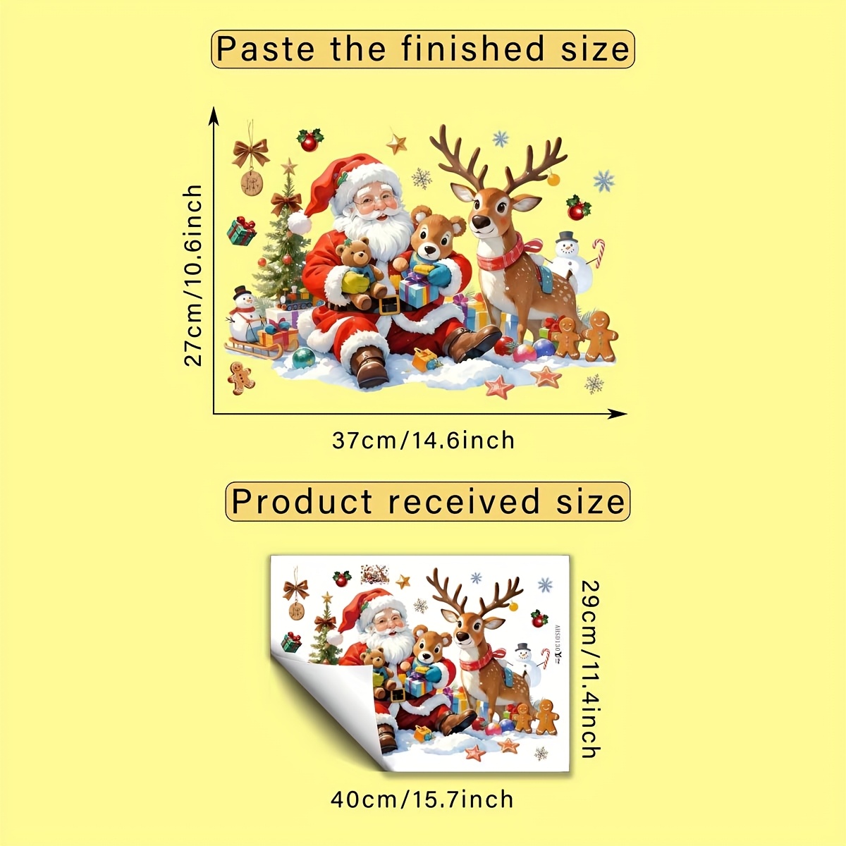 Image of 1pc Of Christmas-themed Window Stickers Featuring Santa Claus, Reindeer, Teddy Bear, Christmas Tree, Gifts, Snowman, And Gingerbread Man. Creative Self-adhesive, Removable
