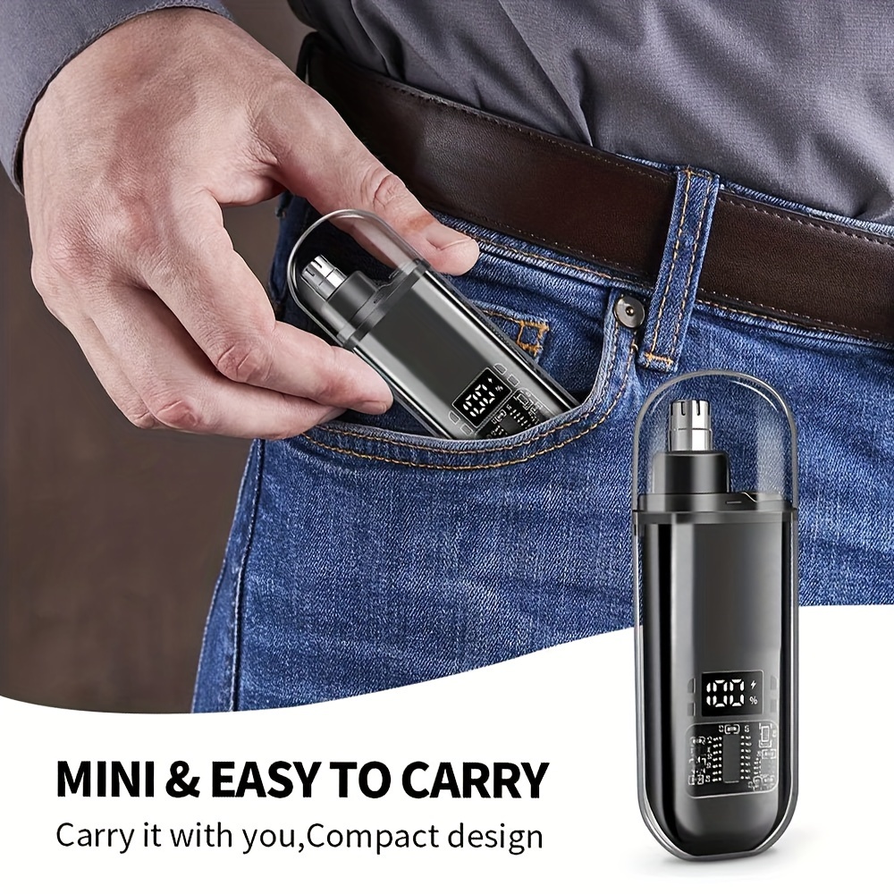 electric nose hair and ear hair trimmer mini portable usb rechargeable stainless steel head silent motor nose hair   for men and women plastic material 150mah lithium battery Product details 3