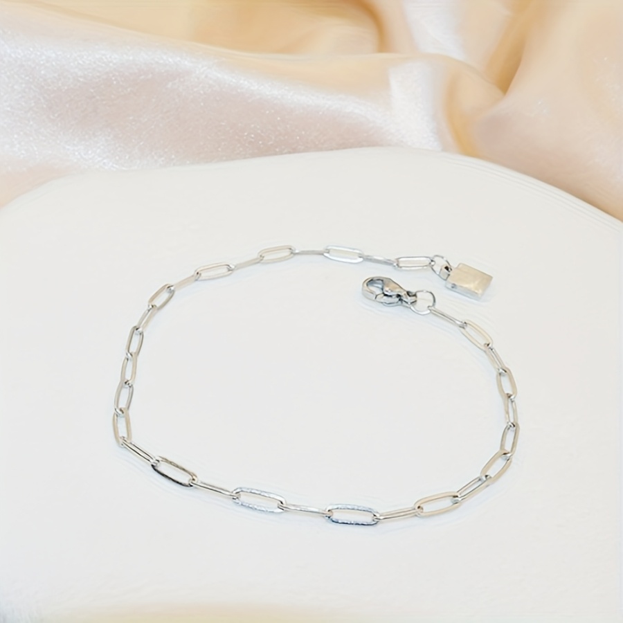 TEMU Shzyln Fashion Simple Golden Paperclip Bracelet For Women, Square Pendant, 316l Stainless Steel Unisex Bracelet