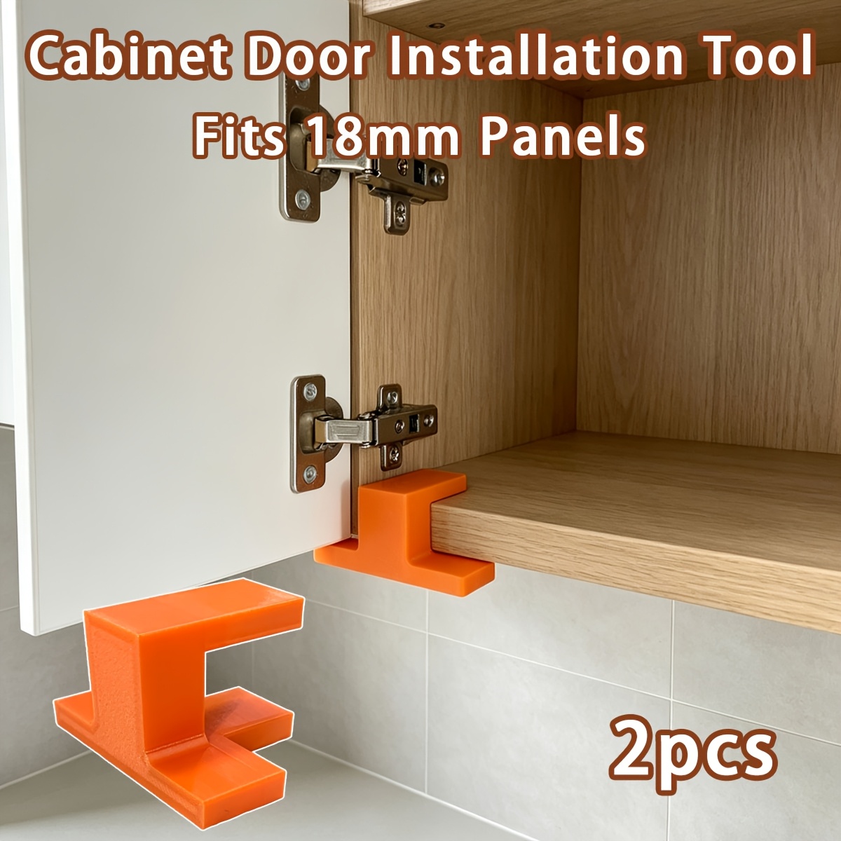 TEMU Juego de 2 piezas de accesorios de instalación para puertas de gabinete - Localizador para carpintería, soportes de esquina para puertas de