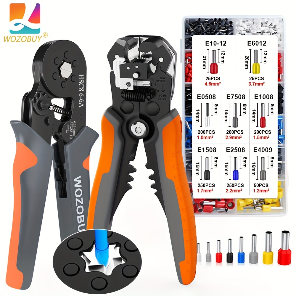 

1pc Ferrule Crimping Tool Kit, Hsc8 6-6a Awg 23-10 Self-adjustable Crimper Plier Set With Wire Stripper, Hexagonal Crimper For Cord End Terminals, Tools And Home Accessory