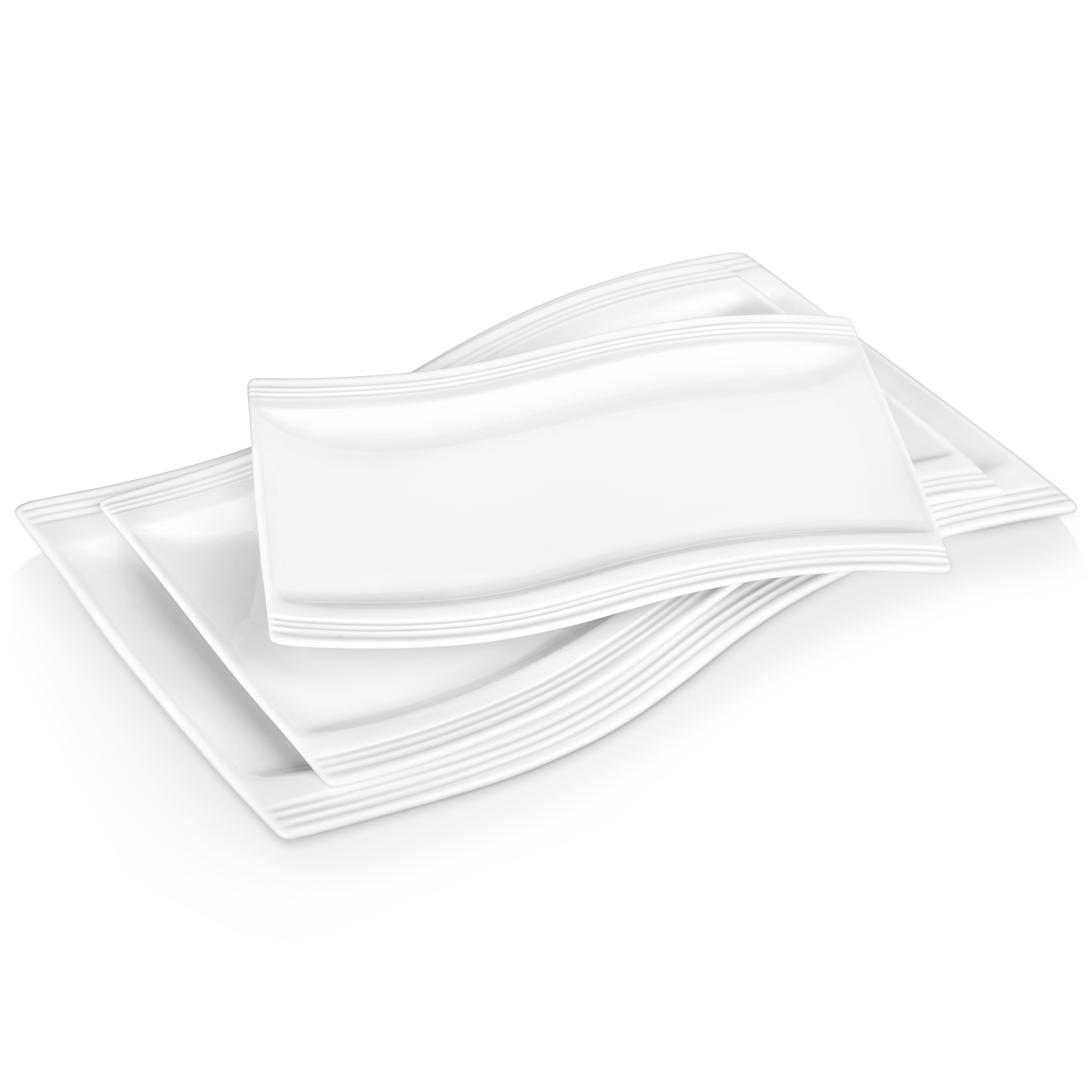 E-shop 15" /13" /11" Elfenbeinweiße Porzellan-Teller Servierplatte Set Rechteckige Teller 3-teilig