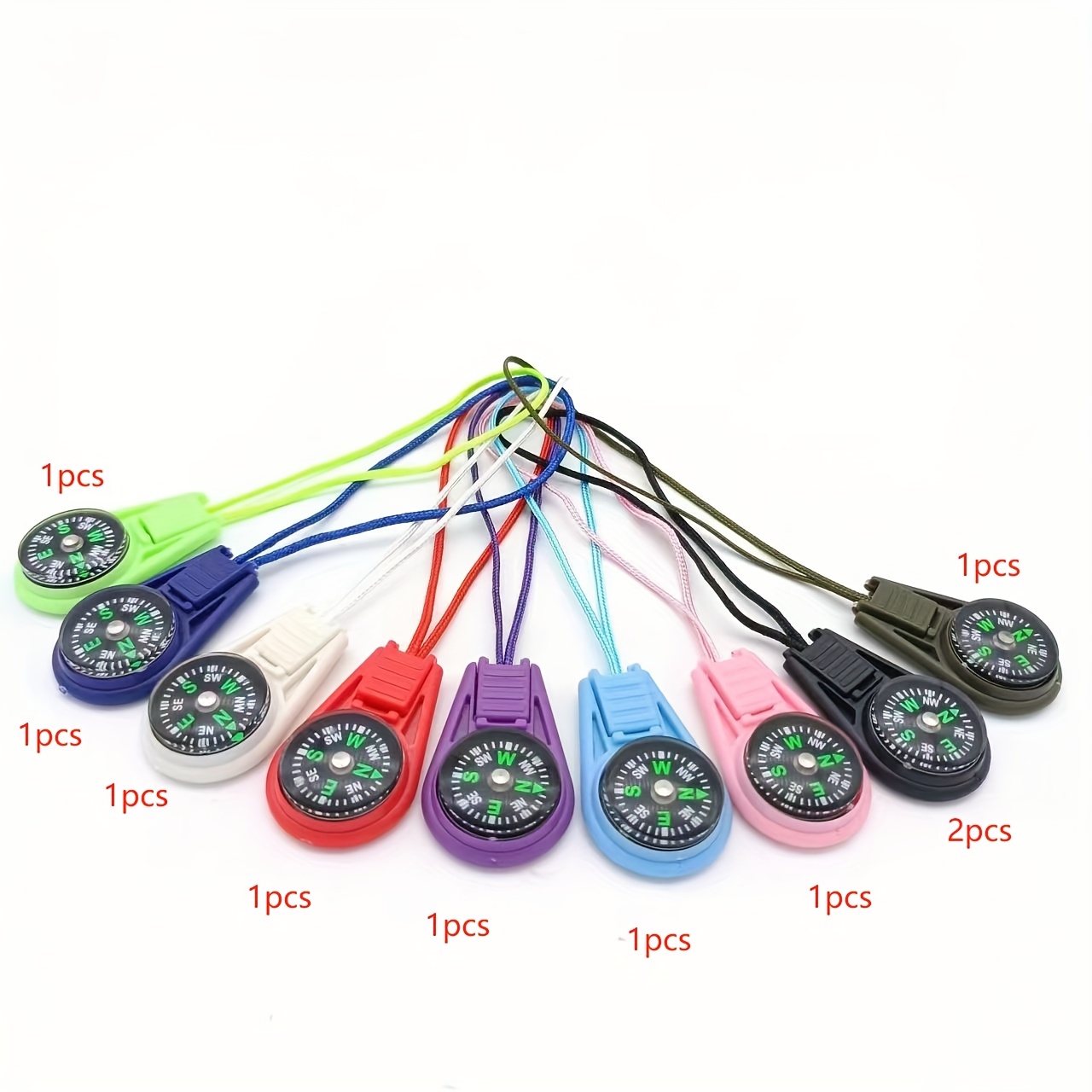 TEMU 10pcs Mini Compasses - Durable Compasses With Metal Needle, Options (pink, Purple, Black, Red, Green, White, Sky Blue, Army Green, Light Blue)
