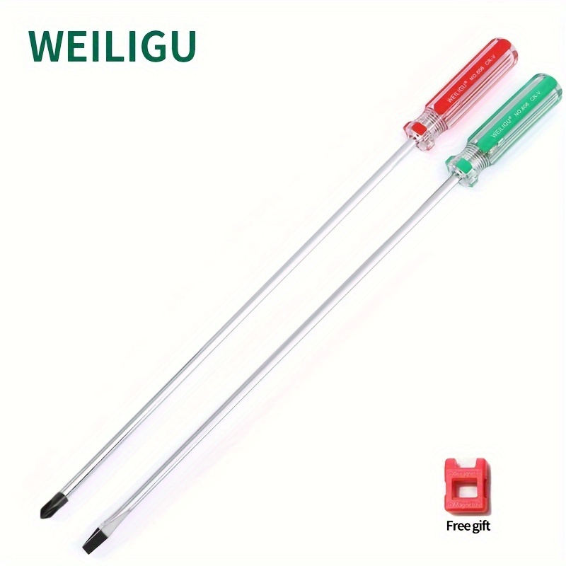 

Weiligu 2-piece Screwdriver Set, 12-inch Extended Handle, 6mm Hex Shank, & Combination, Iron Alloy, Magnet Gift Included