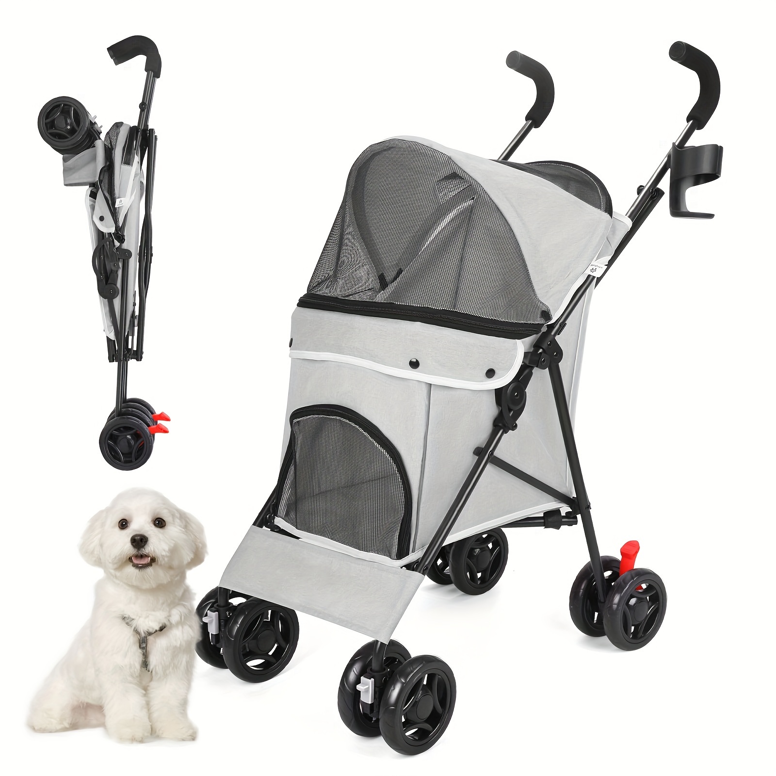 

Dog Stroller, Travel Portable Pet Stroller For Small Puppy Dogs & Cats, Up To 33 Lbs